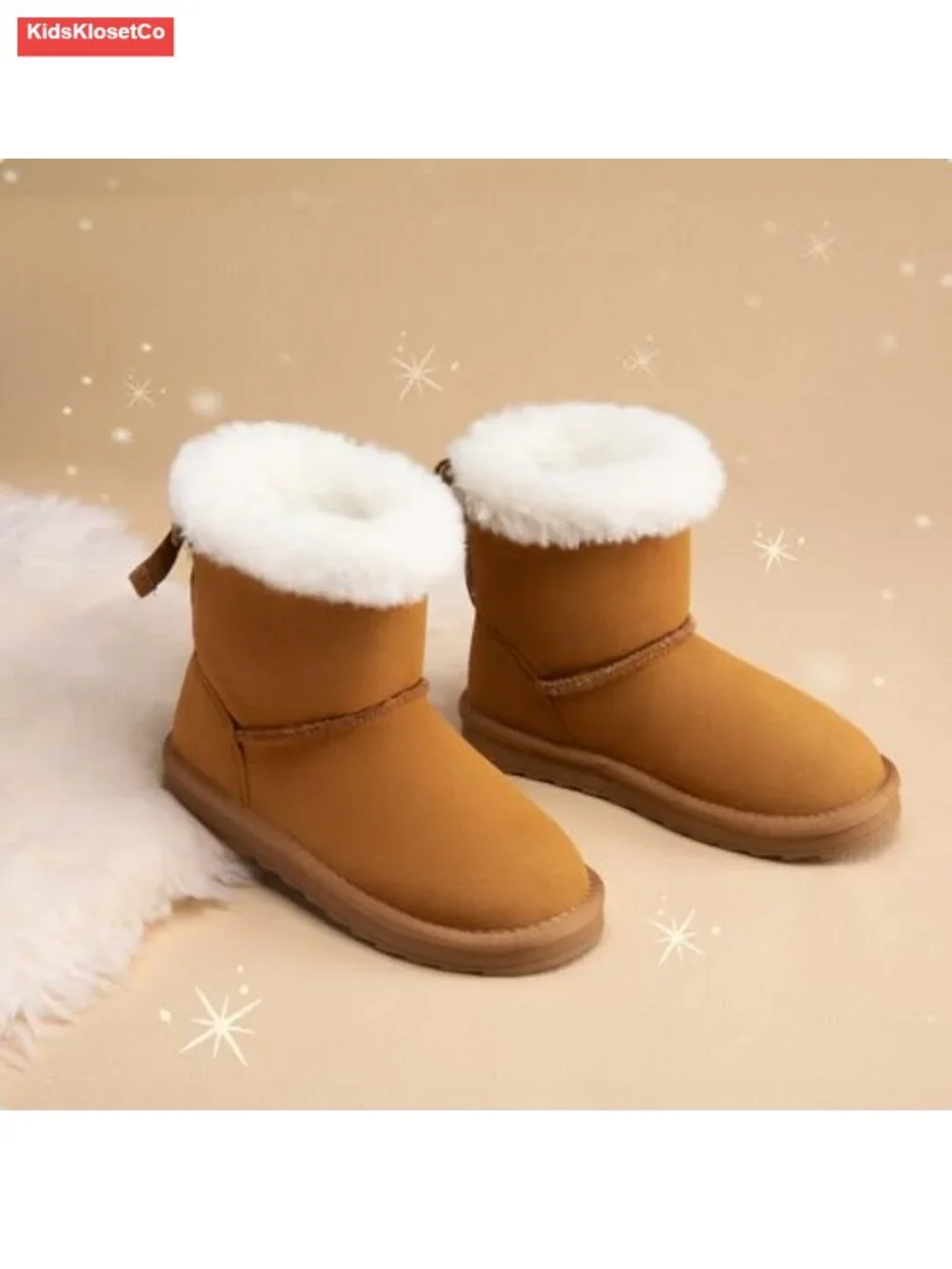 Girls Winter Snow Boots Faux Fur Ankle Boots with Bows